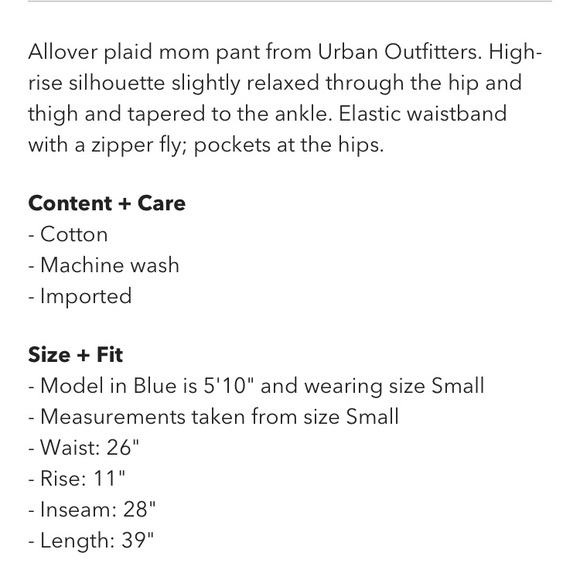 NWT UO Cece Plaid Mom Pant - Picture 5 of 5